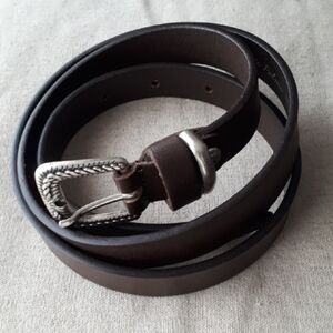 GDP Brown Leather Belt with Silver Buckle